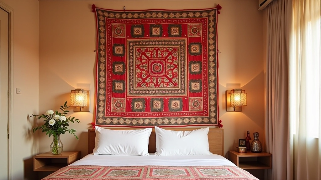 Embroidered textile wall hanging